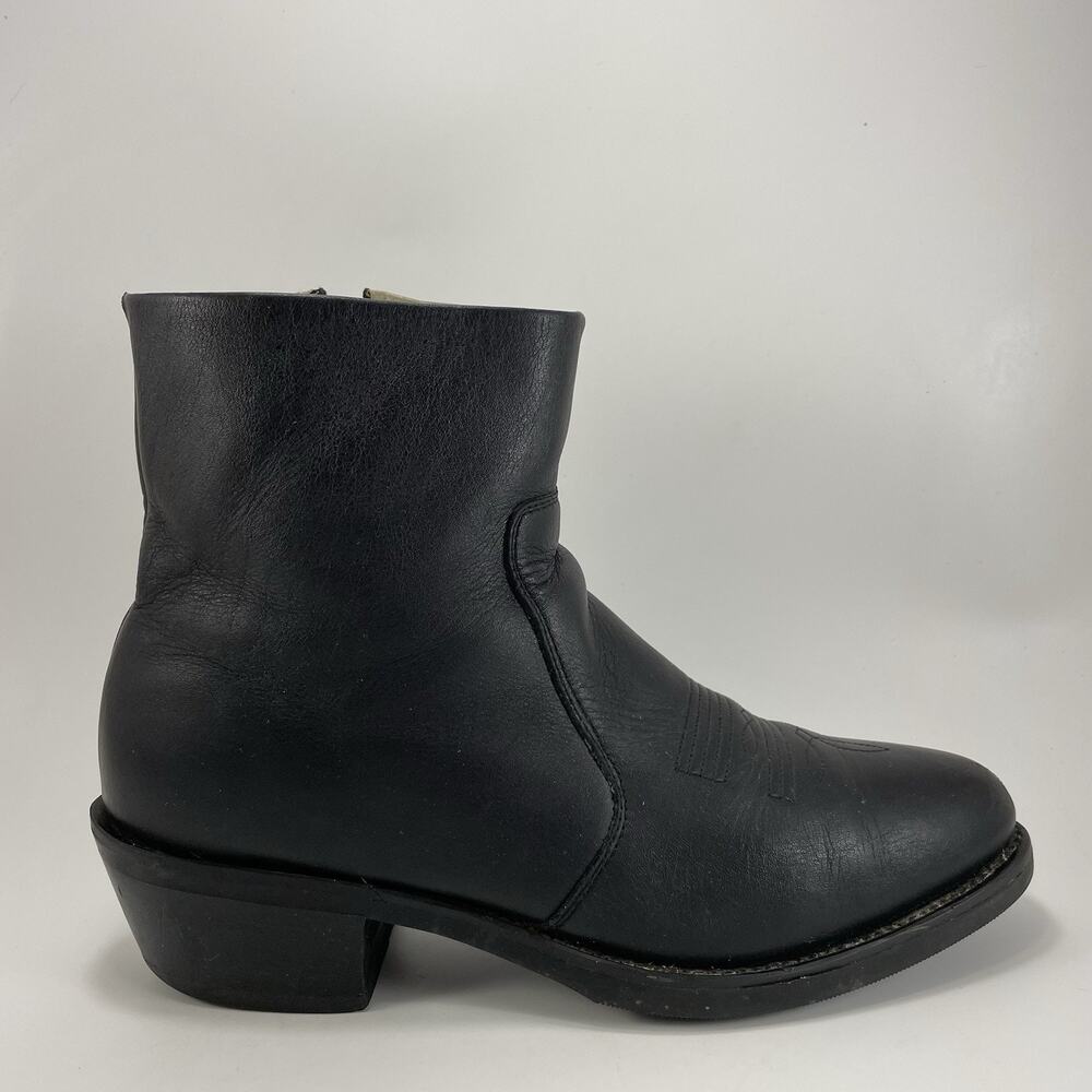 Durango 7” Leather Side Zipper Shorty Trucker Ankle Boots Men 7.5 D TR820 Black